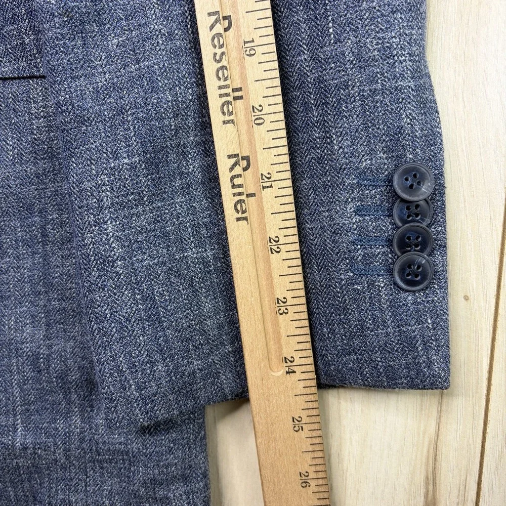 Joseph Abboud Indigo Blue E.THOMAS Wool Silk Linen Chambray Blue Blazer Mens 40R
